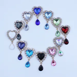 Detailed view of alloy heart rhinestone charms for DIY jewelry and clothing accessories