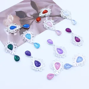 48x26mm silver hollow shield pendant metal alloy crystal DIY craft accessories