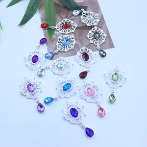 Zilveren legering strass bloem basis hanger DIY ambacht kleding tas accessoire kristal bedel.