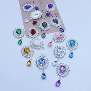 Silver Metal Alloy Rhinestone Acrylic Pendant DIY Creative Clothing Hair Accessories Decorative Drill Button Jewelry Making