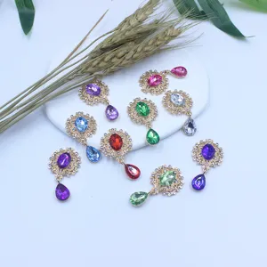 Detailed view of 25x46mm alloy rhinestone flower base DIY brooch badge craft accessories.
