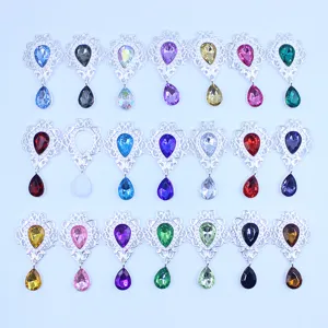 Legering druppel acryl hanger DIY kleding accessoires strass knop kleurrijke sieraden set