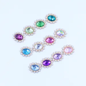 20x25mm pearl sunflower oval tray colorful acrylic alloy rhinestone button DIY material