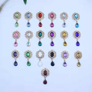 Alloy rhinestone brooch accessories, oval flower tray pendant DIY jewelry craft supplies.