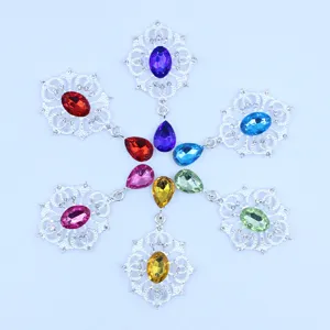 50x27MM zilver legering strass bloem basis DIY druppel hanger accessoire voor kleding tassen