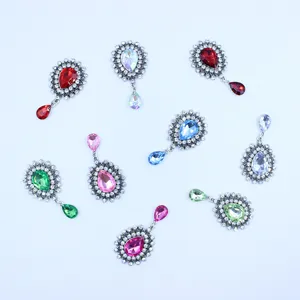 Pendentif en acrylique strass argent vintage alliage détail accessoire cheveux DIY.