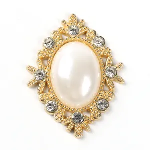 Gold oval rhinestone alloy button DIY accessories for shoes bags and hair crafts.