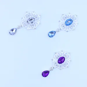 Zilveren legering strass bloem hanger DIY kristal druppel bedel voor kleding tas decor