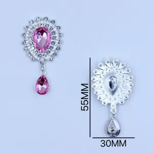 Silver alloy rhinestone pendant detail showing 55x30mm size for DIY fashion and accessories.