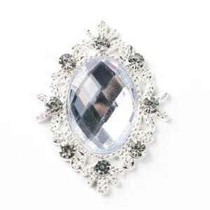 Diamond alloy lace acrylic rhinestone flower button for DIY shoes clothing hair accessories.