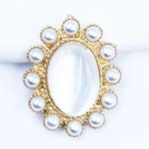 Oval pearl cat eye flower rhinestone buckle DIY handmade craft accessory material