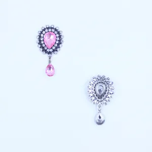 55x33mm Alliage Argent Antique Strass Acrylique Pendentif DIY Vêtement Accessoire Cheveux