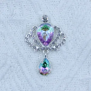 Detailed close-up view of alloy crown teardrop pendant DIY handmade jewelry accessory.