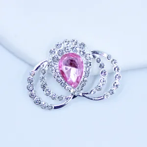 DIY kroon strass legering accessoire met roze druppel kristal voor telefoondecoratie.