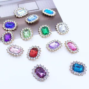 Alloy Crystal Rhinestone Geometric Patch DIY Bow Inlaid Decoration Shoe Charm Hair Accessory Jewelry Findings