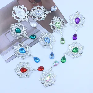 Silver alloy rhinestone teardrop pendant DIY crafts badge holder decorative accessories