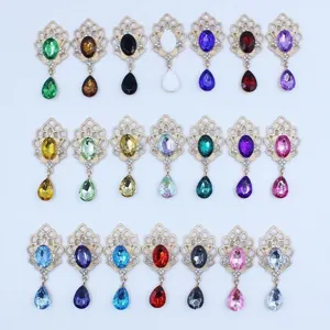 Gold tone alloy rhinestone acrylic drop pendant DIY jewelry making accessories 23x51mm