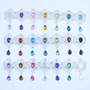 Silver Alloy Teardrop Rhinestone Pendant Acrylic DIY Anime Badge Holder Decorative Accessory Fashion Jewelry Charm