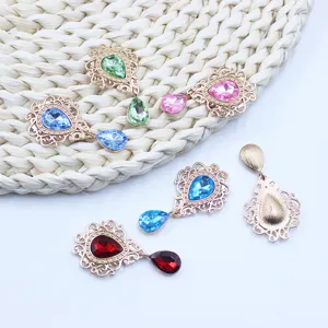 Gouden Legering Strass Druppel Hanger DIY Ambacht Sieraden Accessoires Kleding Charm