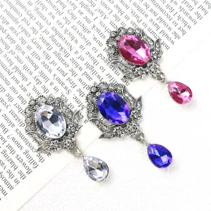 Baroque Vintage Zinc Alloy Rhinestone Teardrop Pendant DIY Court Style Women Banquet Dress Matching Jewelry Accessory