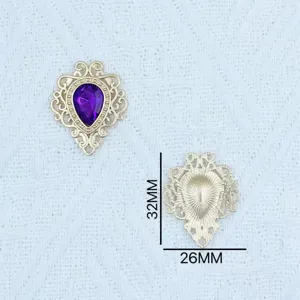 Filigree alloy bezel tray with purple acrylic gemstone DIY jewelry making finding accessory