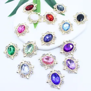 Alloy Rhinestone Artificial Pearl Flower Button DIY Hair Accessory Clothing Material Geometric Crystal Decorative Charms