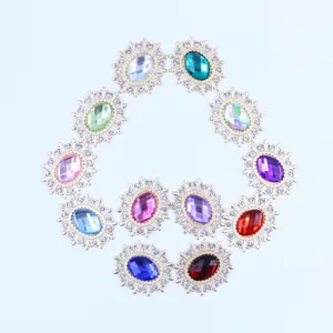 Oval hollow alloy rhinestone DIY accessory, vibrant colors, perfect for crafts and jewelry.