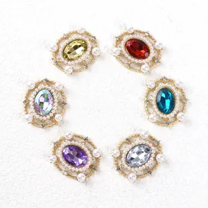 Accessori fai da te in perle di pietre preziose ovali stile corte vintage per artigianato.