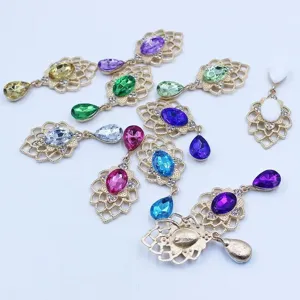 Gold alloy rhinestone acrylic drop pendant DIY jewelry making accessories component detail view