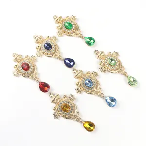 Vintage palace style alloy rhinestone teardrop pendant DIY clothing jewelry accessories.