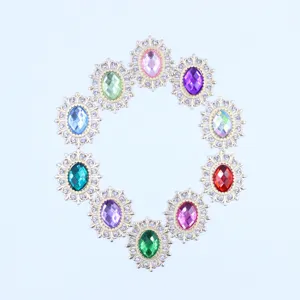 28x24mm oval hollow alloy rhinestone flower base DIY jewelry accessories for hair and necklace