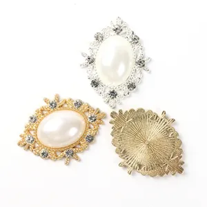 Alloy pearl rhinestone DIY button detail shot showing front and back texture and design.