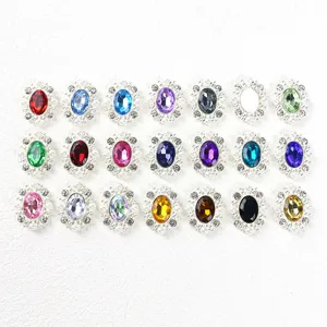 Oval rhinestone pearl alloy button decorative accessory for clothing shoes bags multi-color