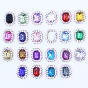 Assorted colorful crystal rhinestone alloy charm buttons for DIY hair accessories shoes decor.