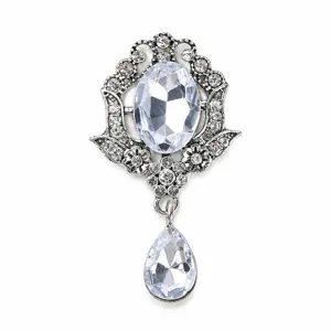 Baroque vintage crystal rhinestone collar brooch pendant silver court style jewelry accessory