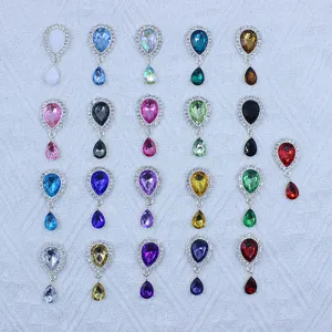 DIY rhinestone teardrop pendant charms, silver alloy crystal gemstone accessories for shoes bags