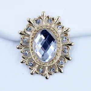 Oval hollow alloy rhinestone flower base DIY jewelry accessories clothing materials necklace charm.