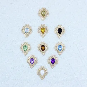 Alloy lace base acrylic gemstone DIY accessories, teardrop pendant jewelry findings.