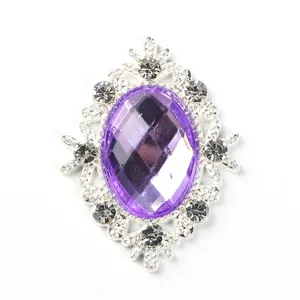 Sparkling purple rhinestone alloy DIY decorative button for shoes bags hair accessories
