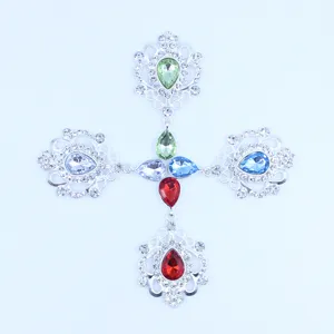 Silver rhinestone alloy pendant DIY badge holder accessories sparkly teardrop jewelry component