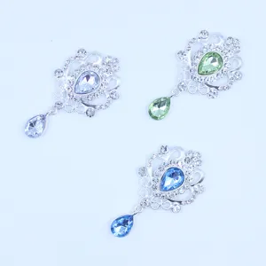 Silver teardrop rhinestone alloy pendant DIY badge holder decorative accessories for crafts.