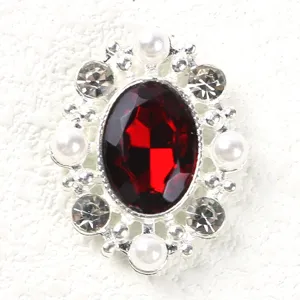 Exquisite alloy pearl rhinestone oval gem button for clothing shoes bags decor accessory