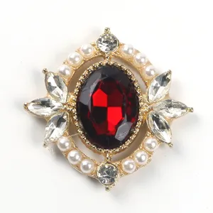 Base en alliage doré accessoire déco DIY strass cristal rouge perle vue détaillée