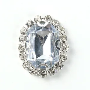 Oval rhinestone button crystal embellishment for DIY sewing apparel accessories detail item