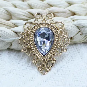 Detailed view of ornate teardrop gemstone alloy filigree setting for DIY jewelry making.