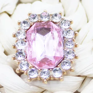 Pink crystal rhinestone alloy button DIY hair accessory shoe charm decoration piece