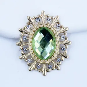 Detail view of 28x24mm oval hollow alloy rhinestone flower base DIY jewelry accessory