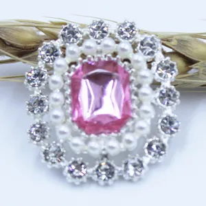 DIY alloy rhinestone flower button charm for clothing and hair accessories decoration.