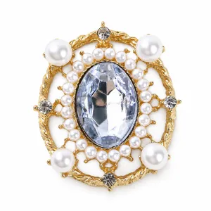 Stile corte vintage ovale perla strass metallo fiore vassoio DIY gioielli accessorio immagine.