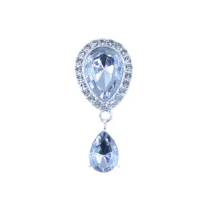 Silver teardrop rhinestone pendant DIY accessory for clothing and jewelry crafting main view.